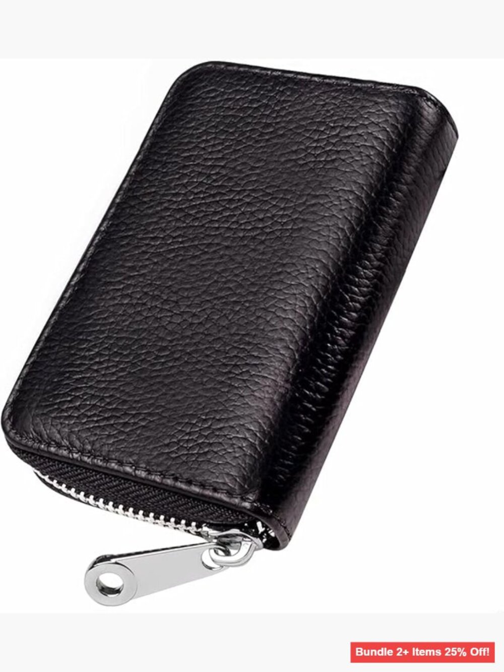 Slim RFID Blocking Leather Wallet with Zipper Compact Card Holder